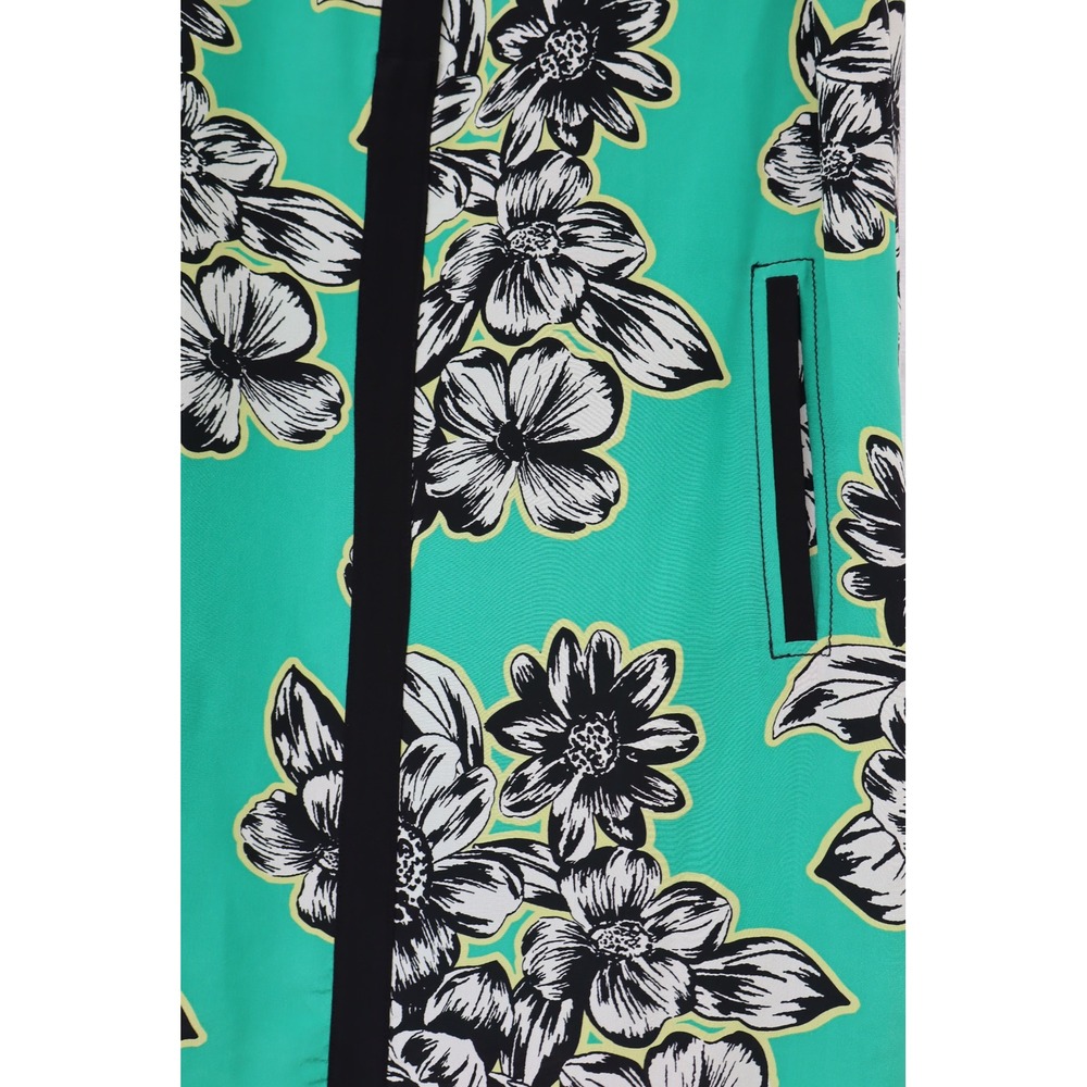 Maeve Anthropologie Green Floral Silk Shift Dress Black Yoke Pockets Size 4 NWOT - Picture 4 of 11